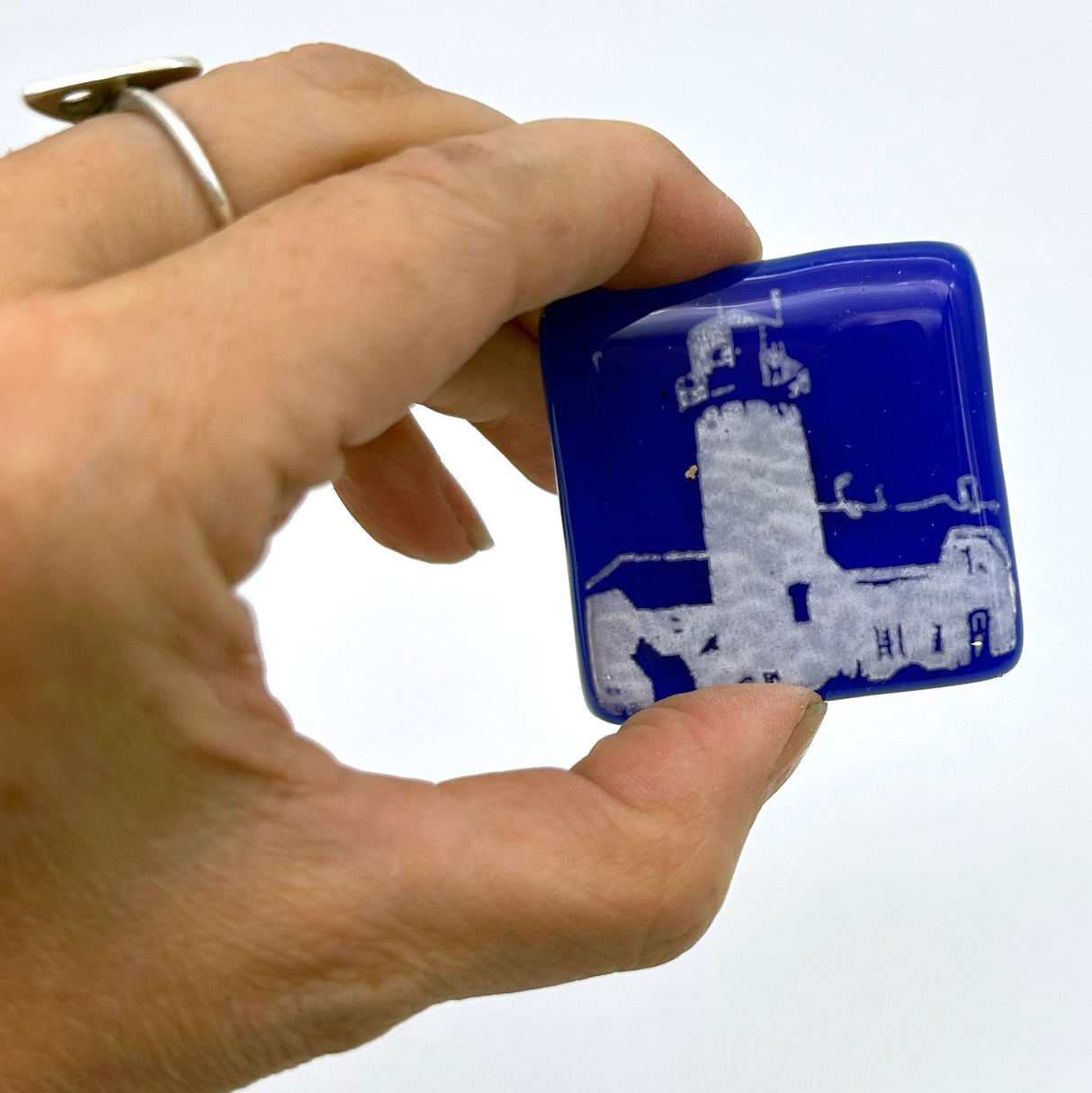 Chatham Lighthouse Cape Cod Fused Glass 1.75" Handmade Magnet