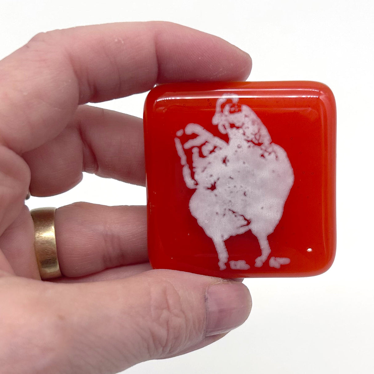 Backyard Chicken Fused Glass 1.75" Handmade Magnet