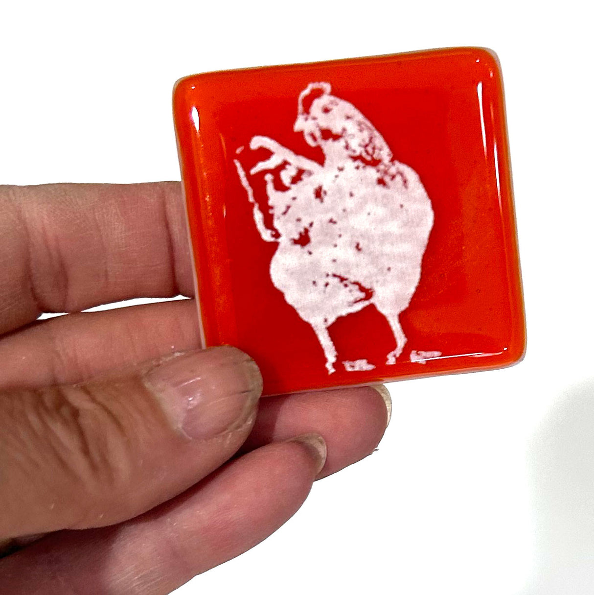 Backyard Chicken Fused Glass 1.75" Handmade Magnet