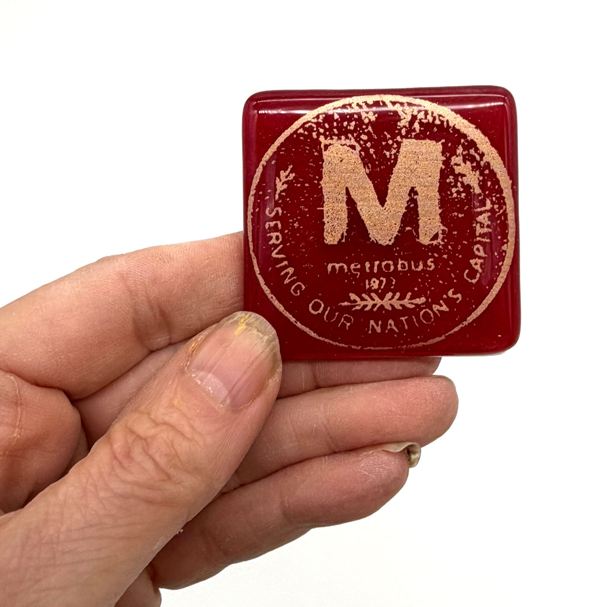Washington DC Metro Token Glass 1.75" Handmade Magnet