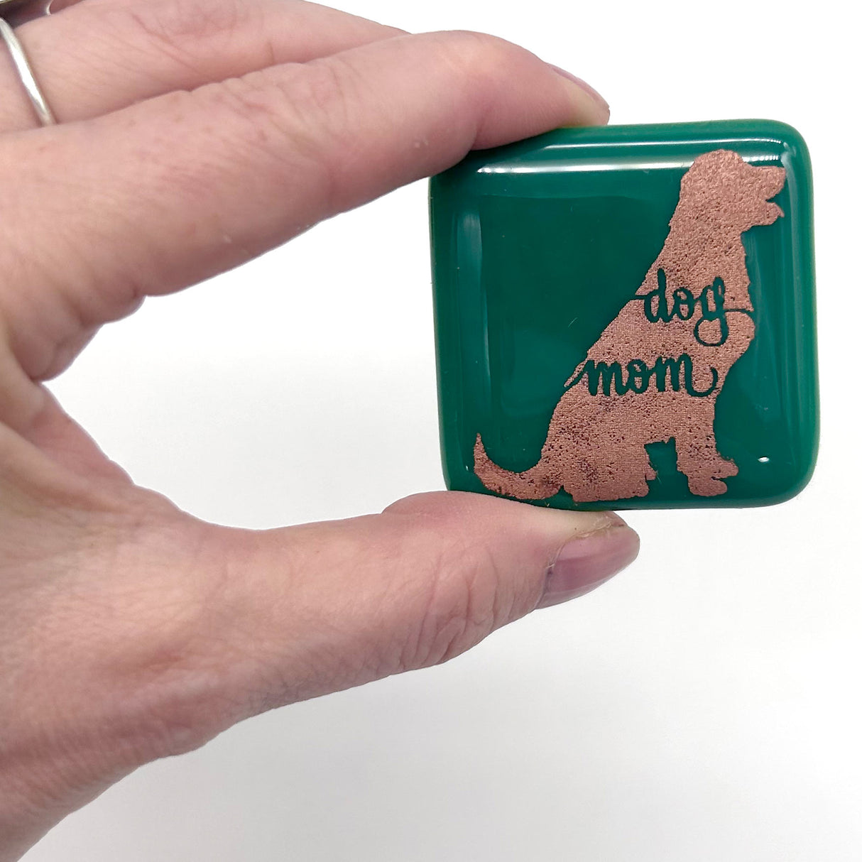 Dog Mom Fused Glass 1.75" Handmade Magnet