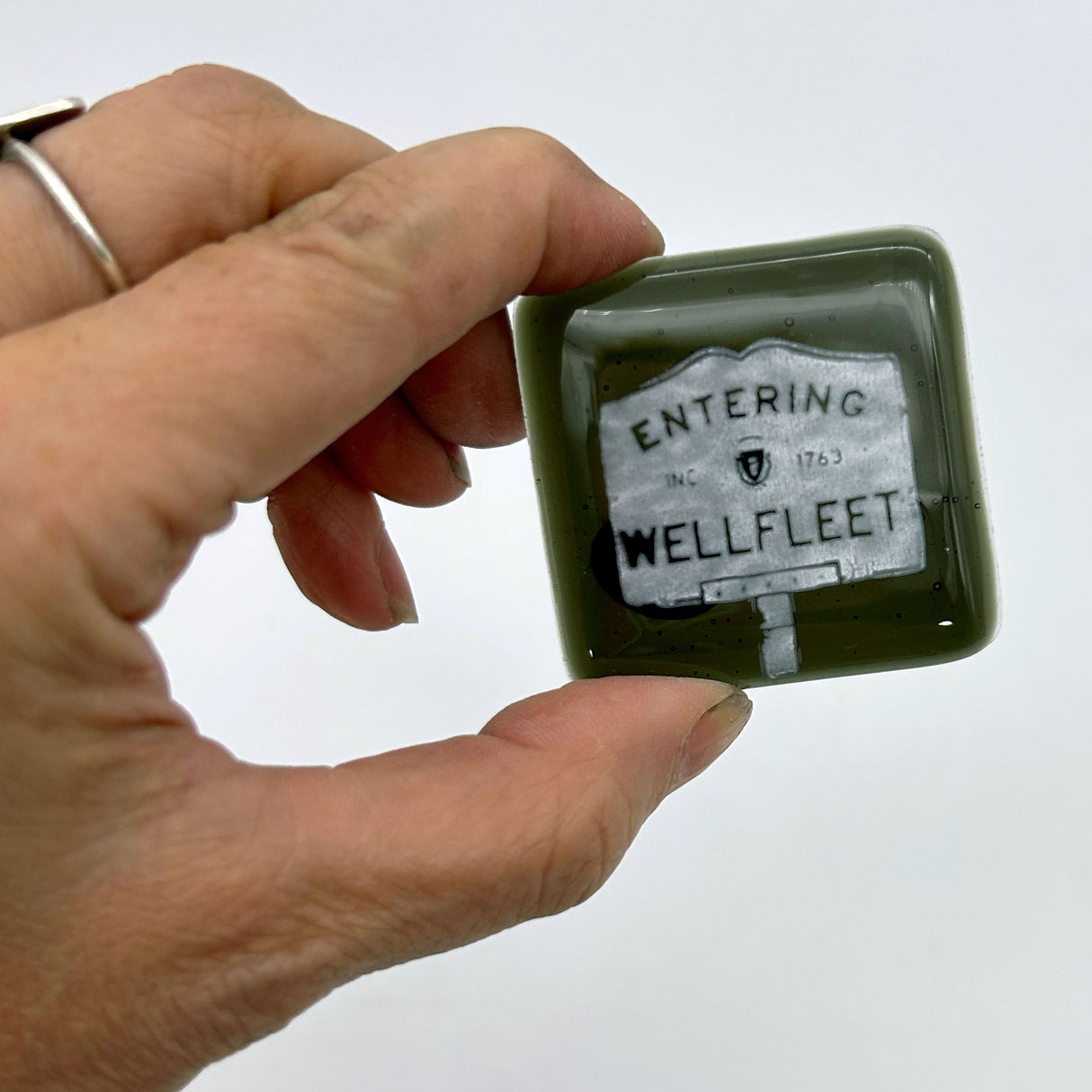 Entering Chatham, Wellfleet, Provincetown, Cape Cod Fused Glass 1.75" Magnet