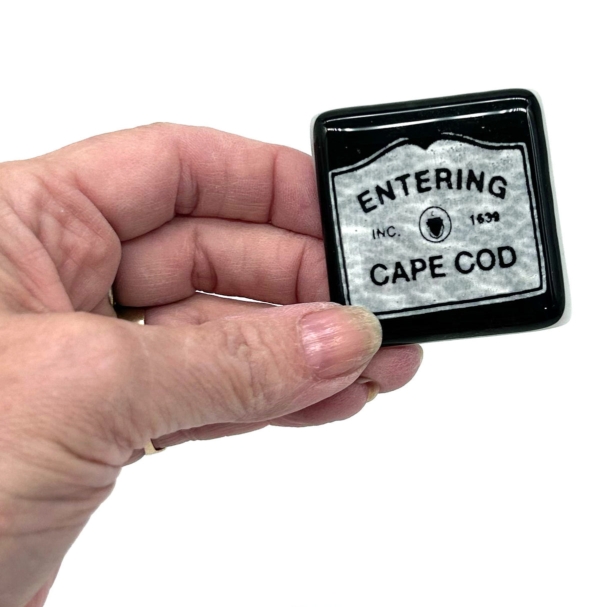 Entering Chatham, Wellfleet, Provincetown, Cape Cod Fused Glass 1.75" Magnet