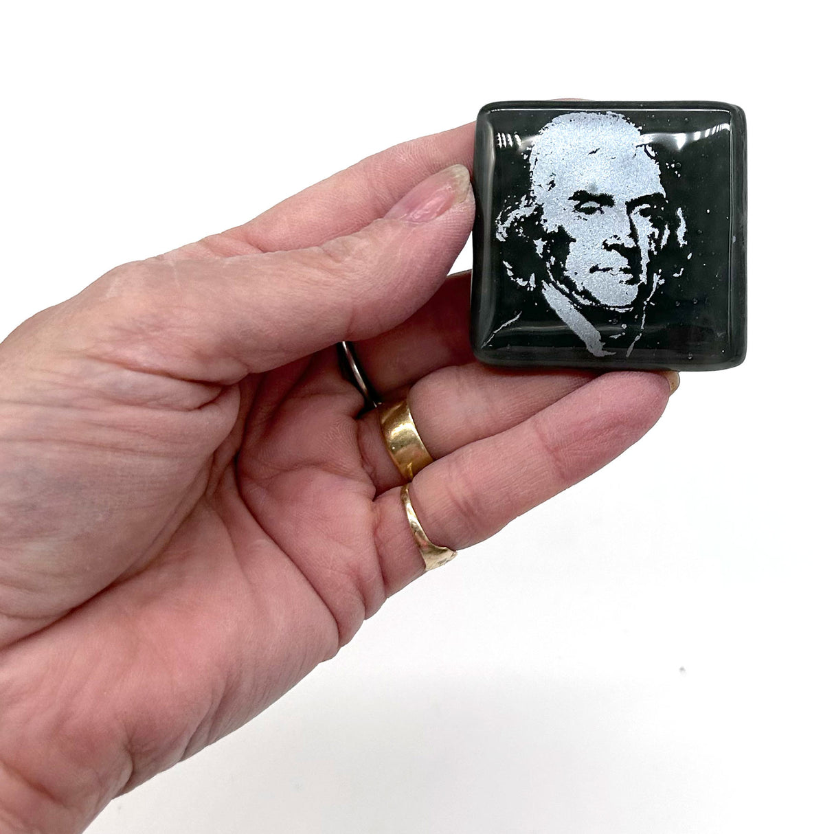 Thomas Jefferson Fused Glass 1.75" Magnet