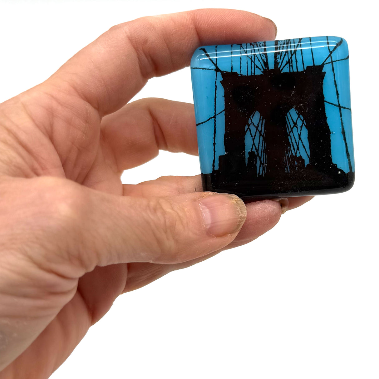 New York City Brooklyn Bridge Glass 1.75" Handmade Magnet