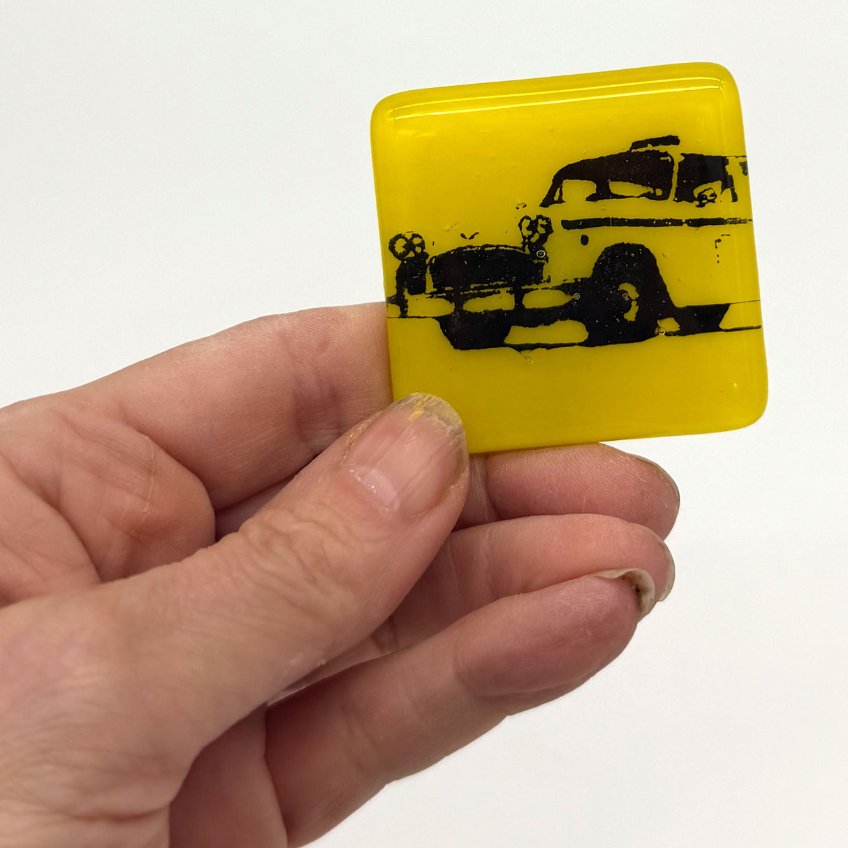 New York City Taxi Glass 1.75" Handmade Magnet