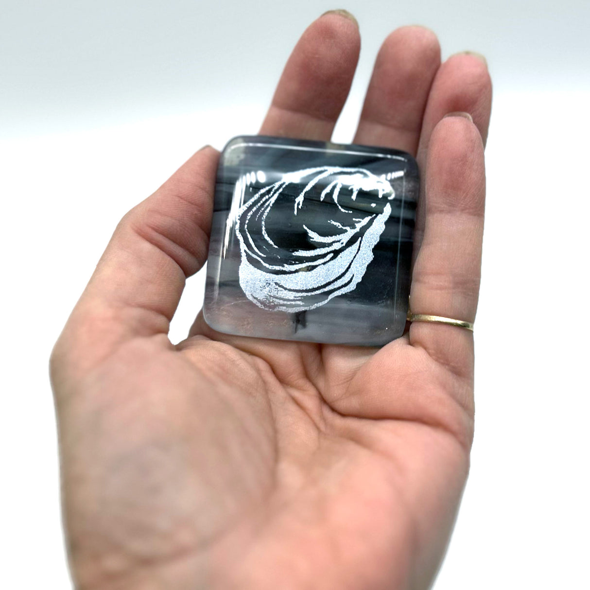 Oyster Handmade Fused Glass 1.75" Magnet