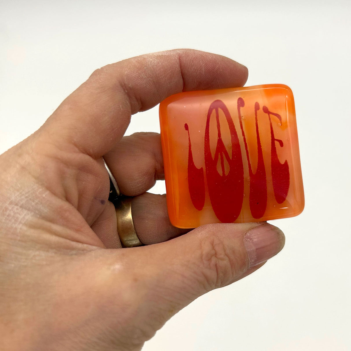 Peace Love Fused Glass 1.75" Magnet