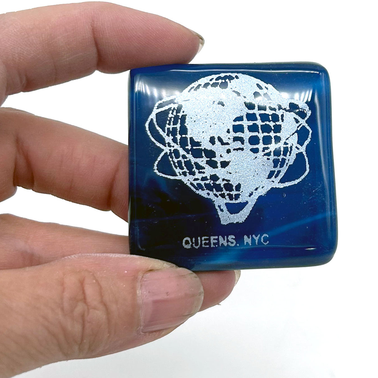 New York City Queens Unisphere Fused Glass 1.75" Handmade Magnet