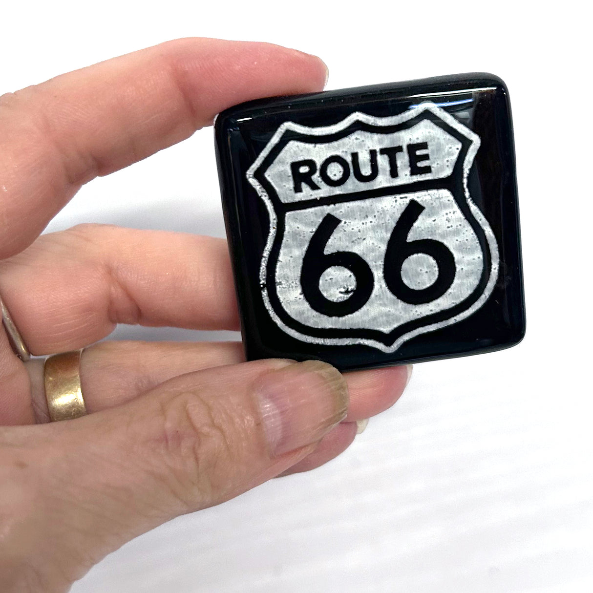 Route 66 Fused Glass 1.75" Magnet