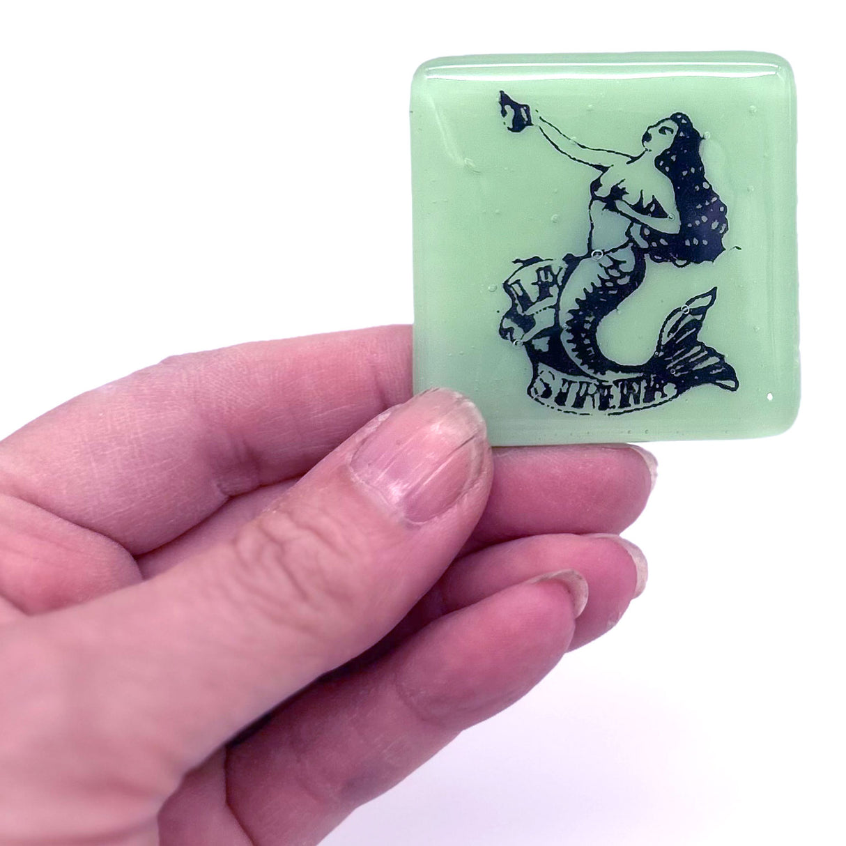 Sirena Loteria Mermaid Fused Glass 1.75" Handmade Magnet