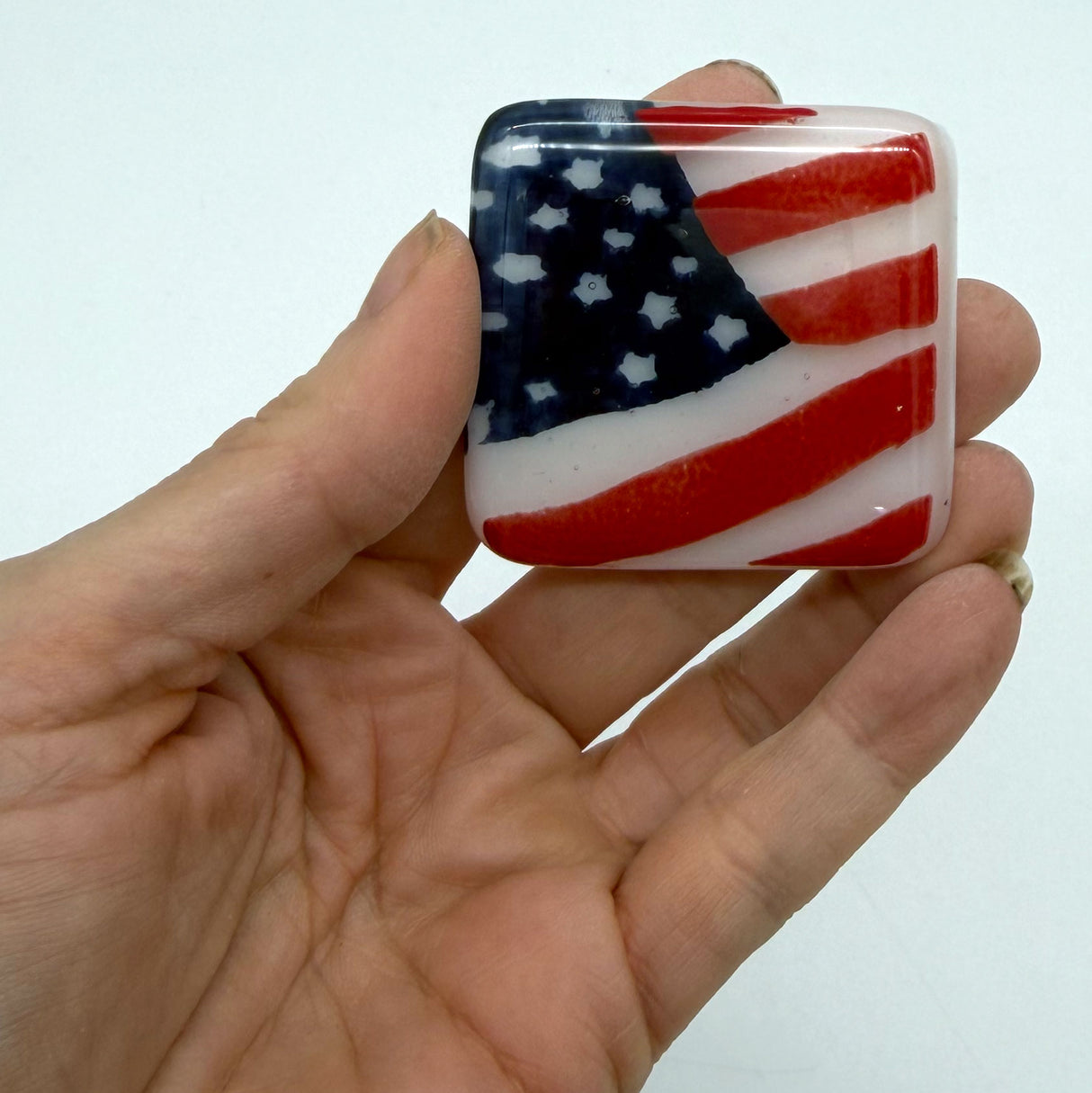 United States Flag Fused Glass 1.75" Handmade Magnet