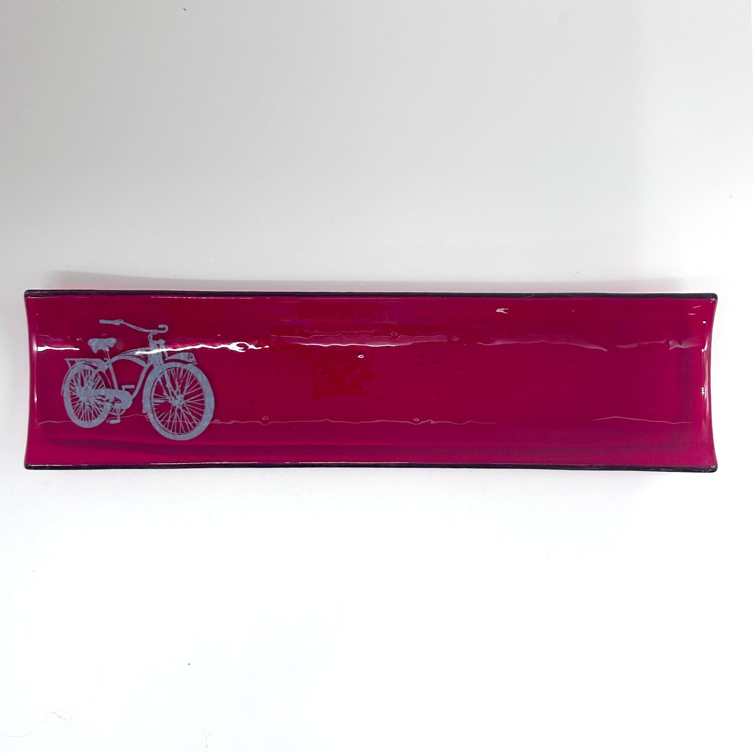 Bike 17" Fused Glass Channel Platter * Made to Order