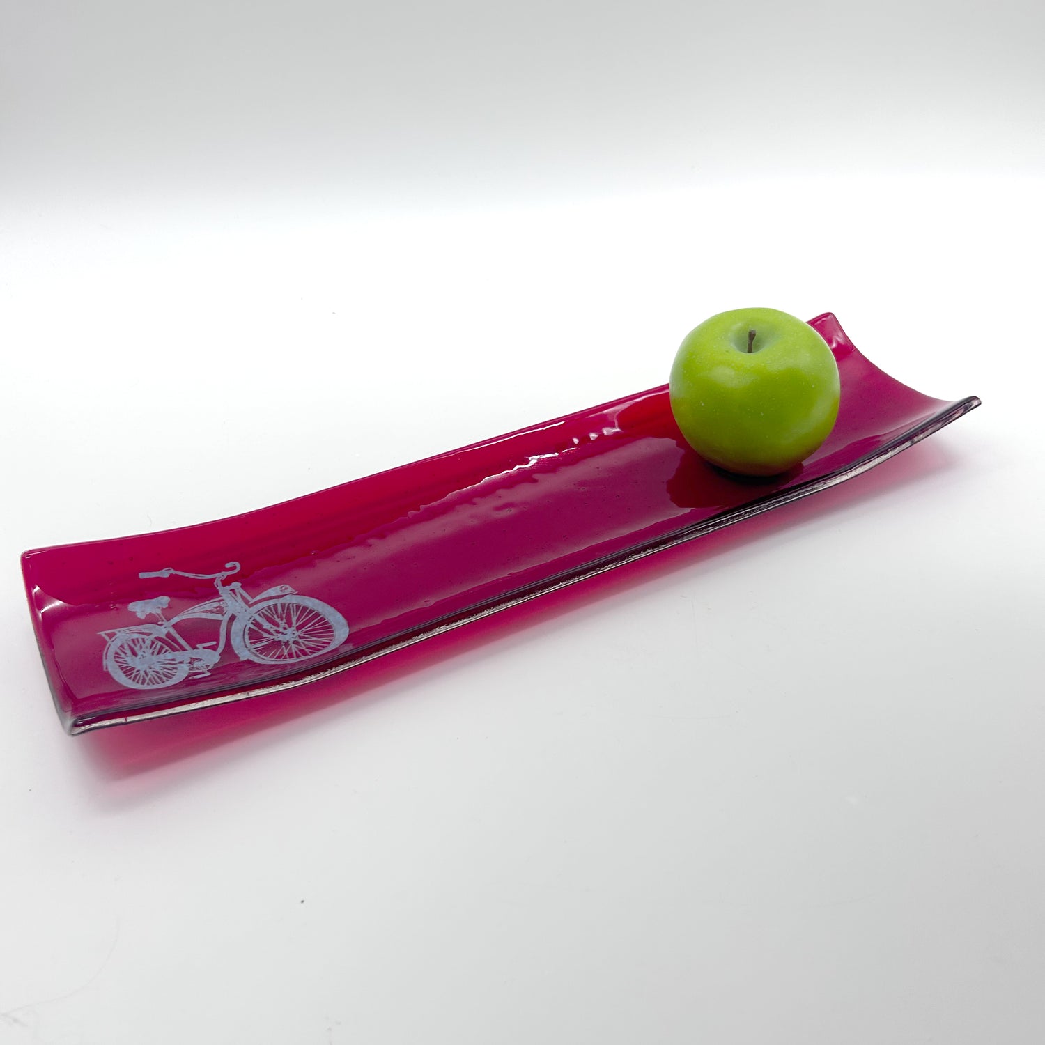Bike 17" Fused Glass Channel Platter * Made to Order
