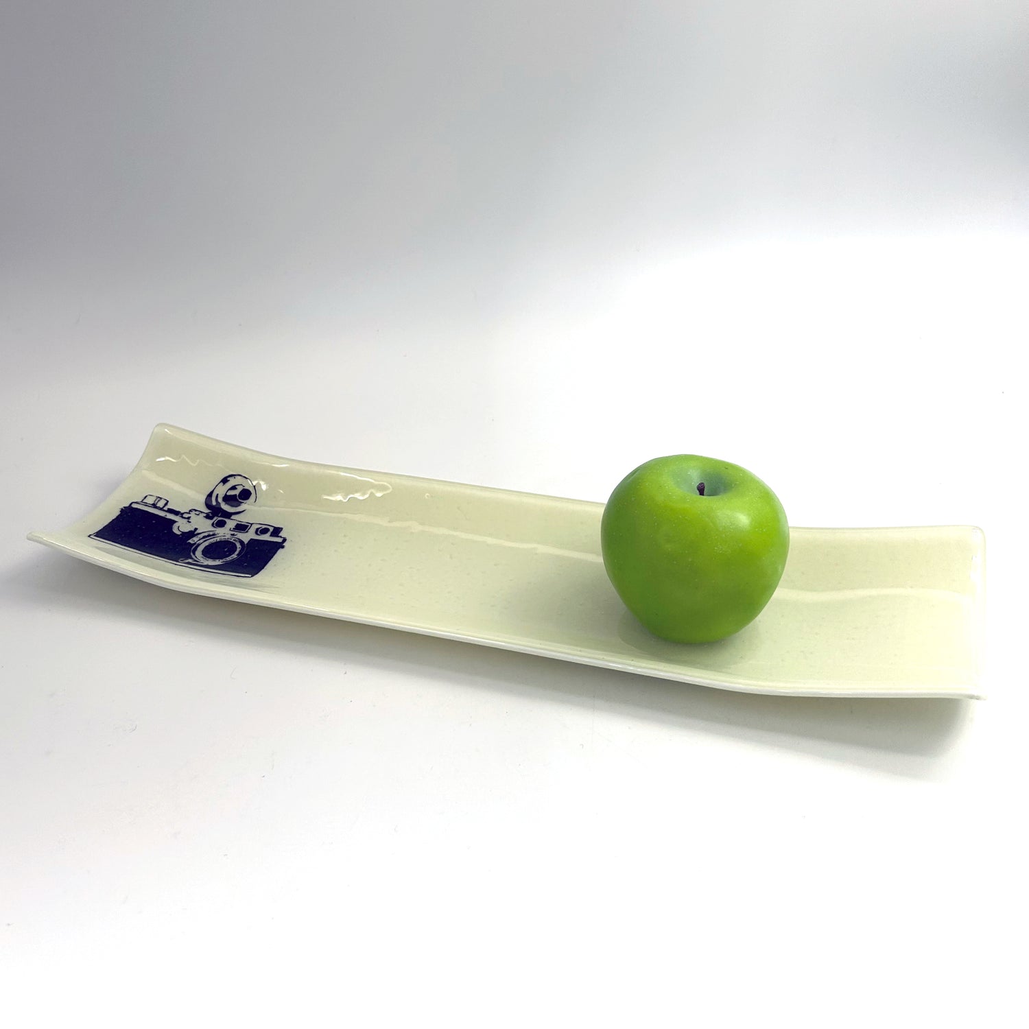 Camera 17" Fused Glass Channel Platter * Made to Order