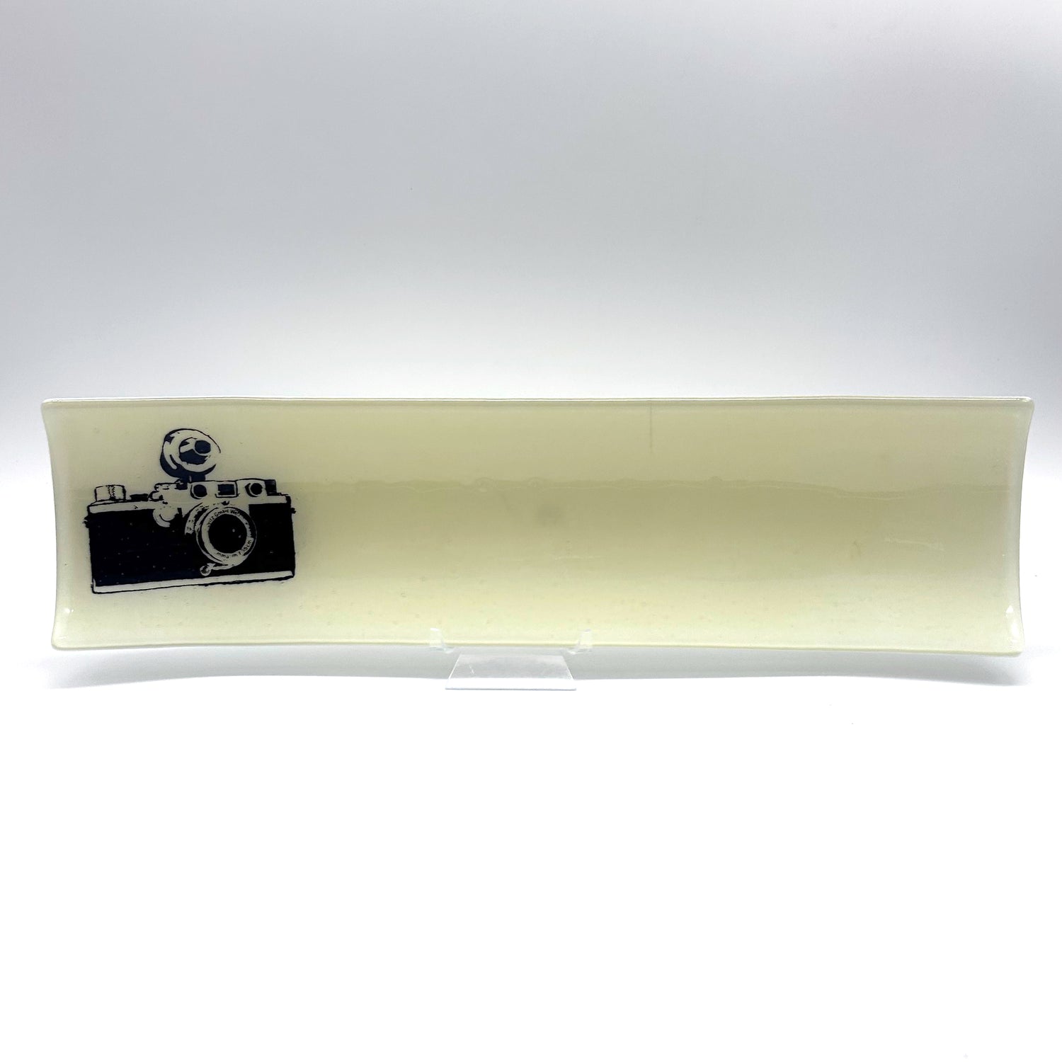 Camera 17" Fused Glass Channel Platter * Made to Order