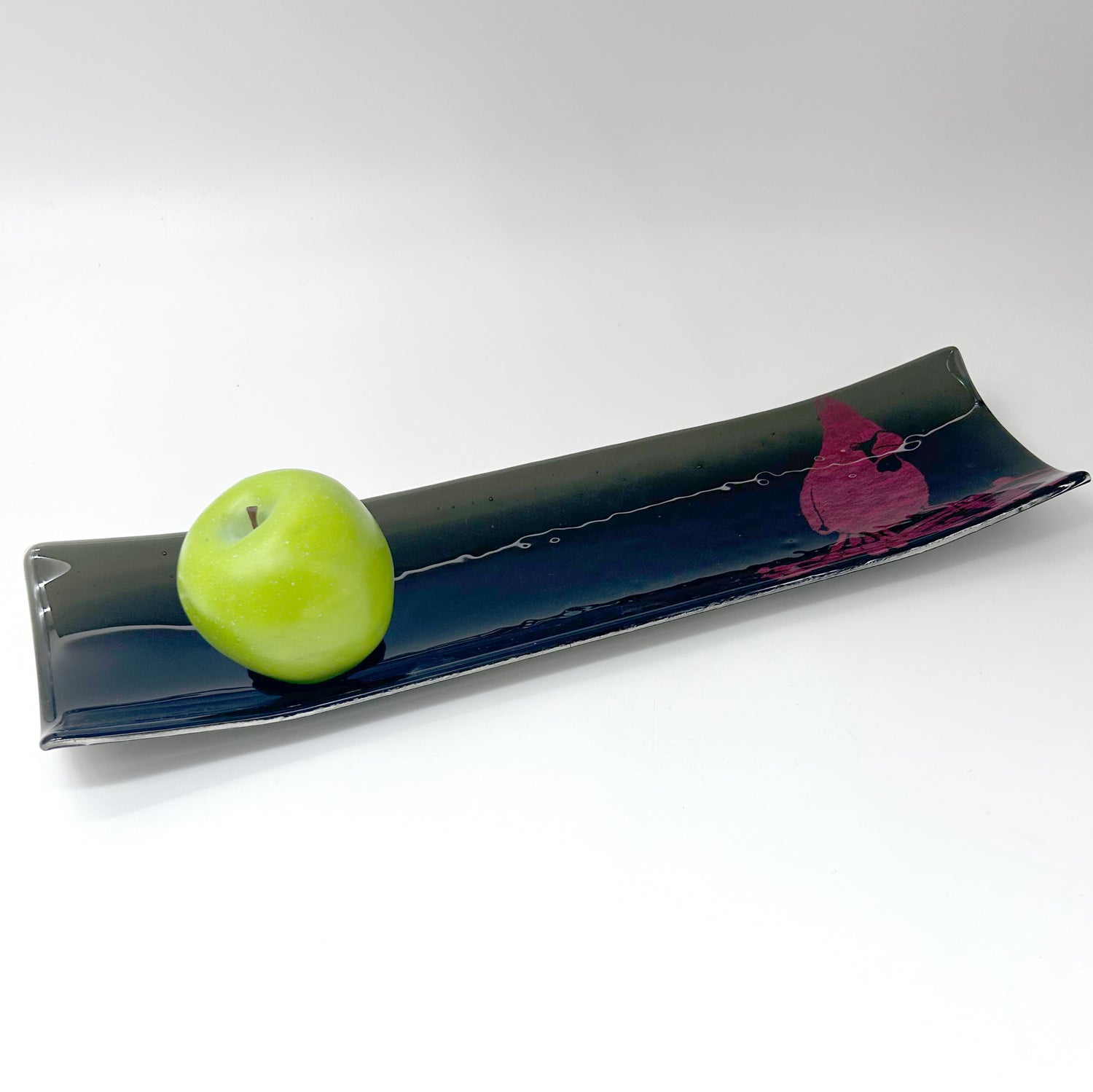 Cardinal 17" Fused Glass Channel Platter * Made to Order