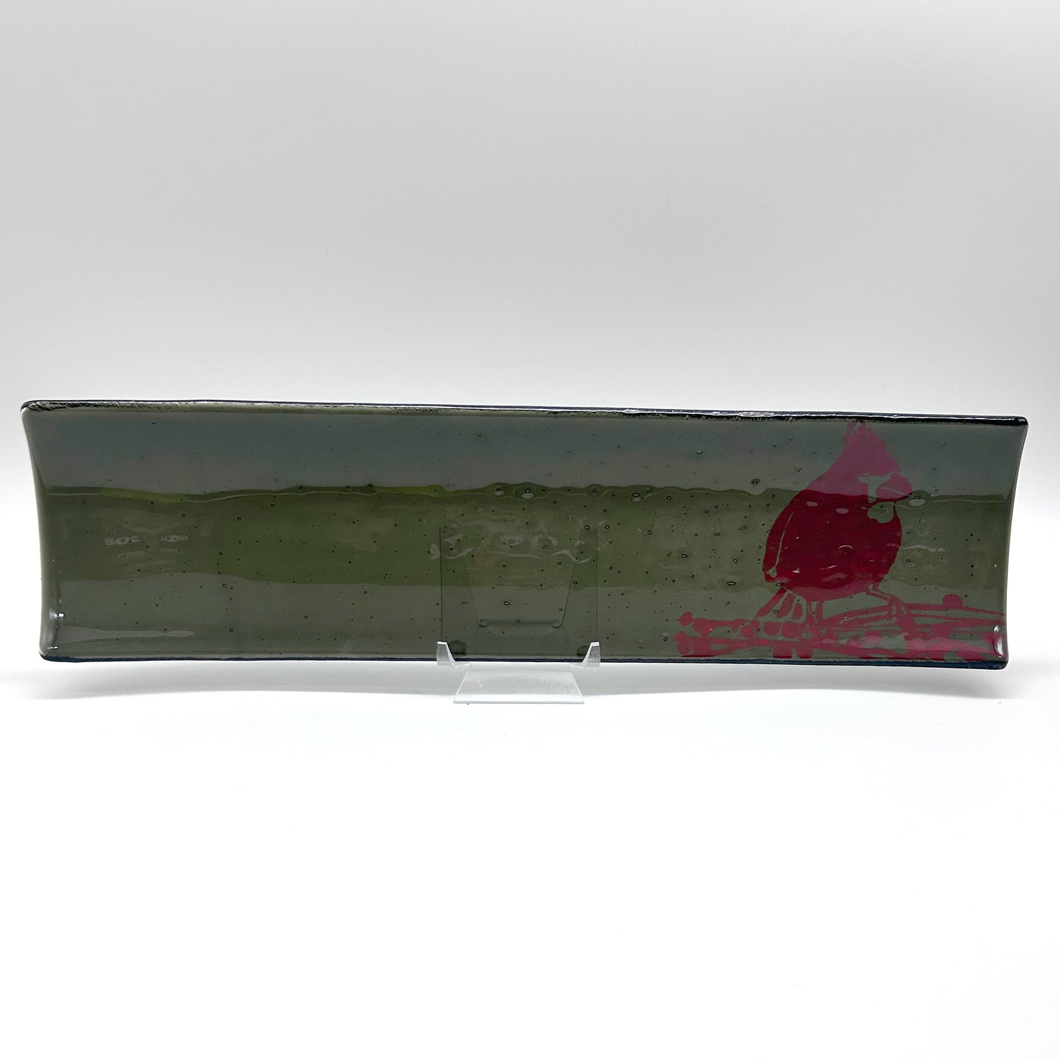 Cardinal 17" Fused Glass Channel Platter * Made to Order