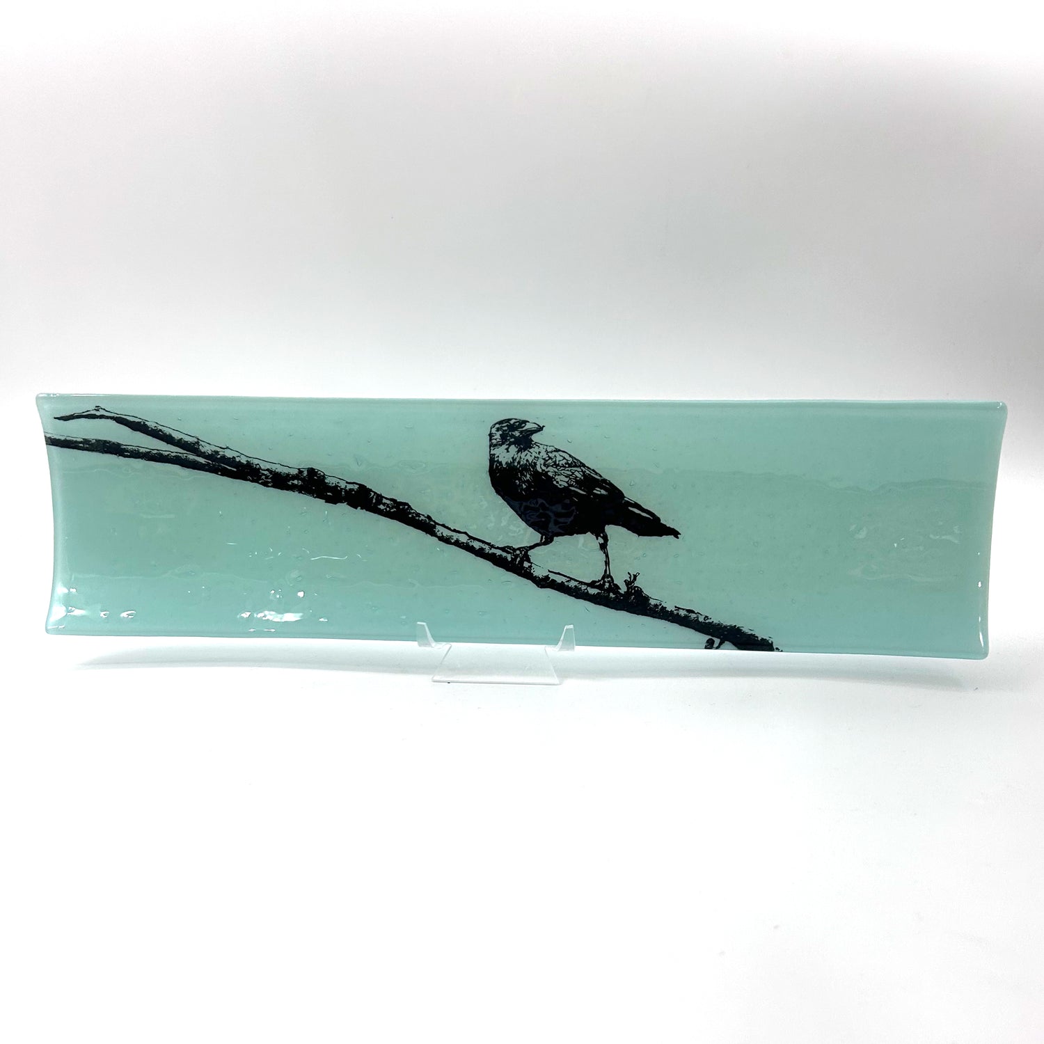 Crow17" Fused Glass Channel Platter * Made to Order