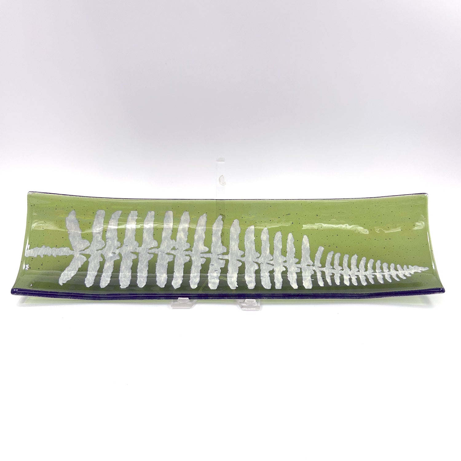 Fern Leaf 17" Fused Glass Channel Platter * Made to Order