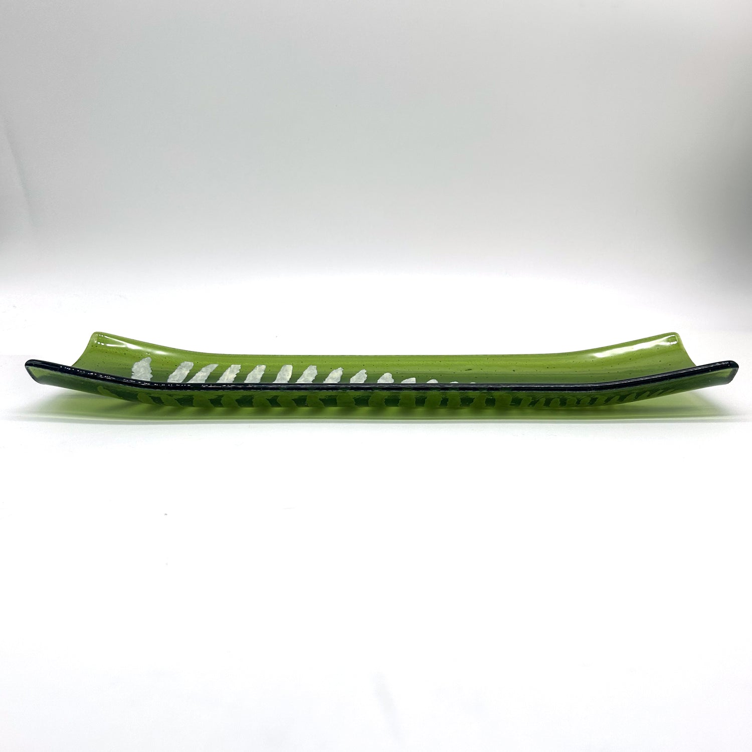 Fern Leaf 17" Fused Glass Channel Platter * Made to Order
