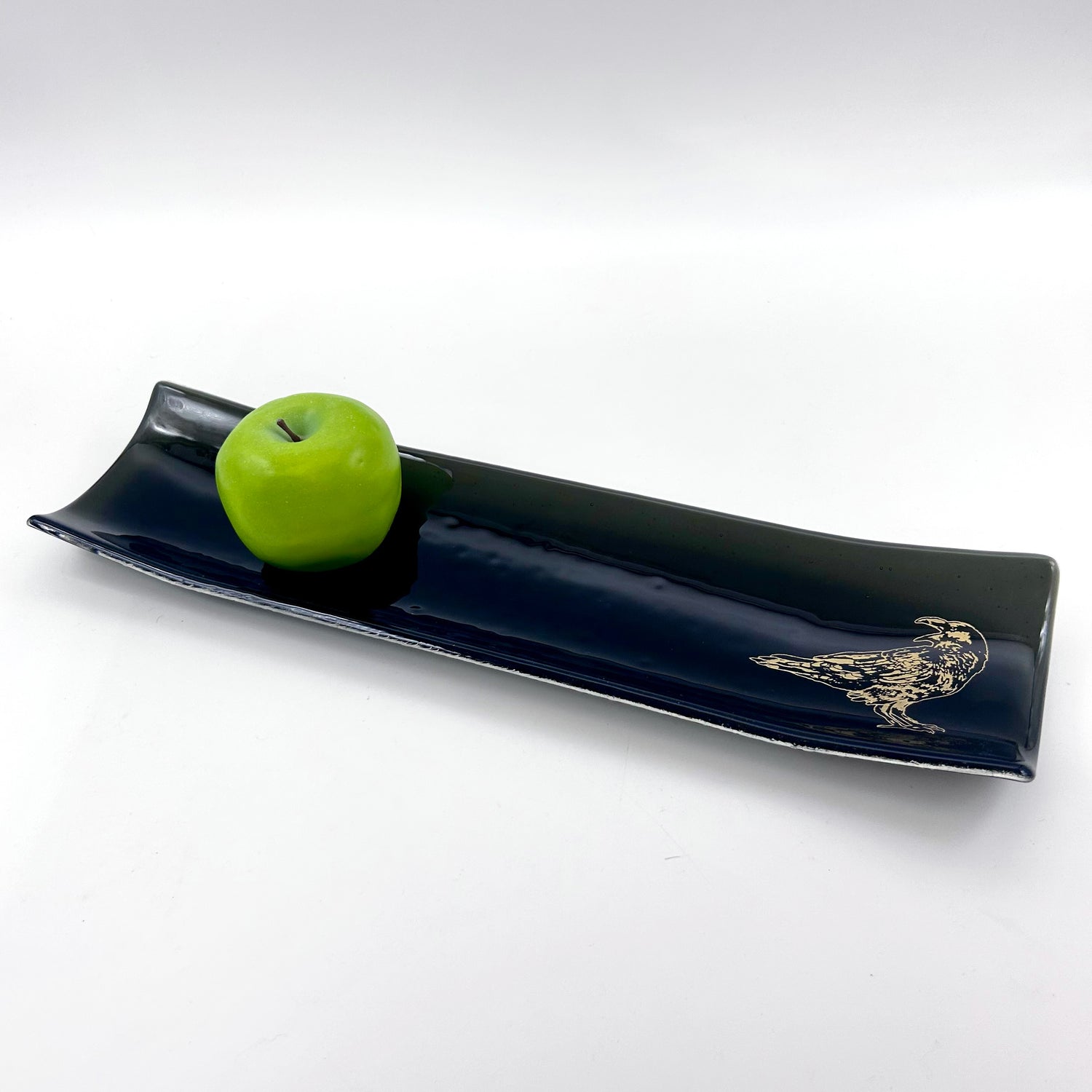 Raven 17" Fused Glass Channel Platter * Made to Order
