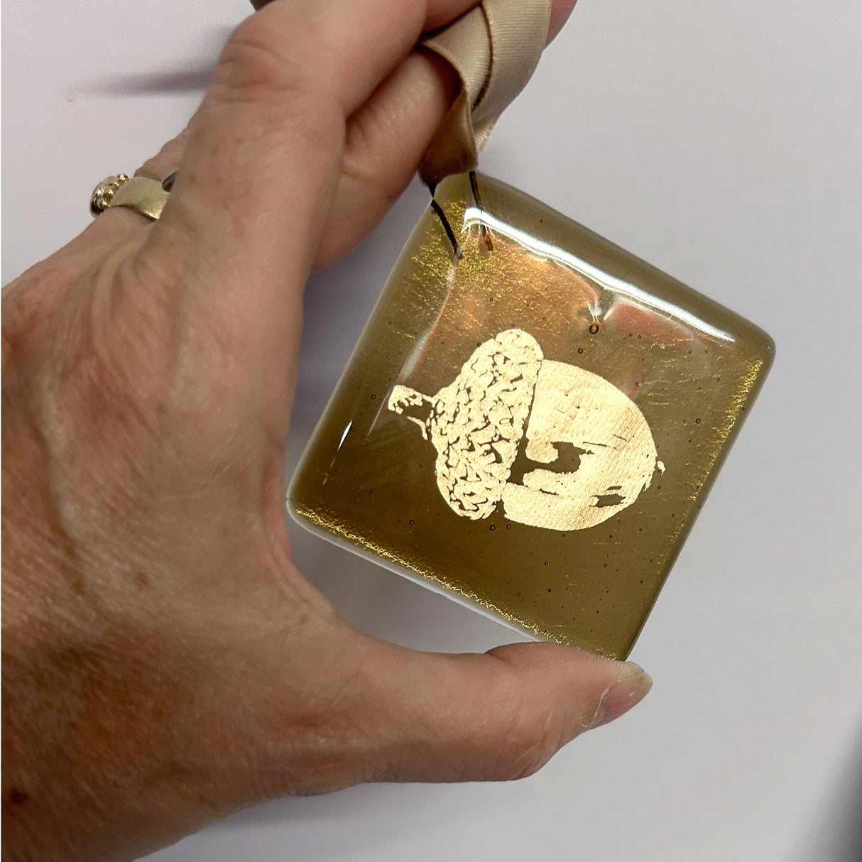 Acorn Handmade 2.25" Fused Glass Ornament