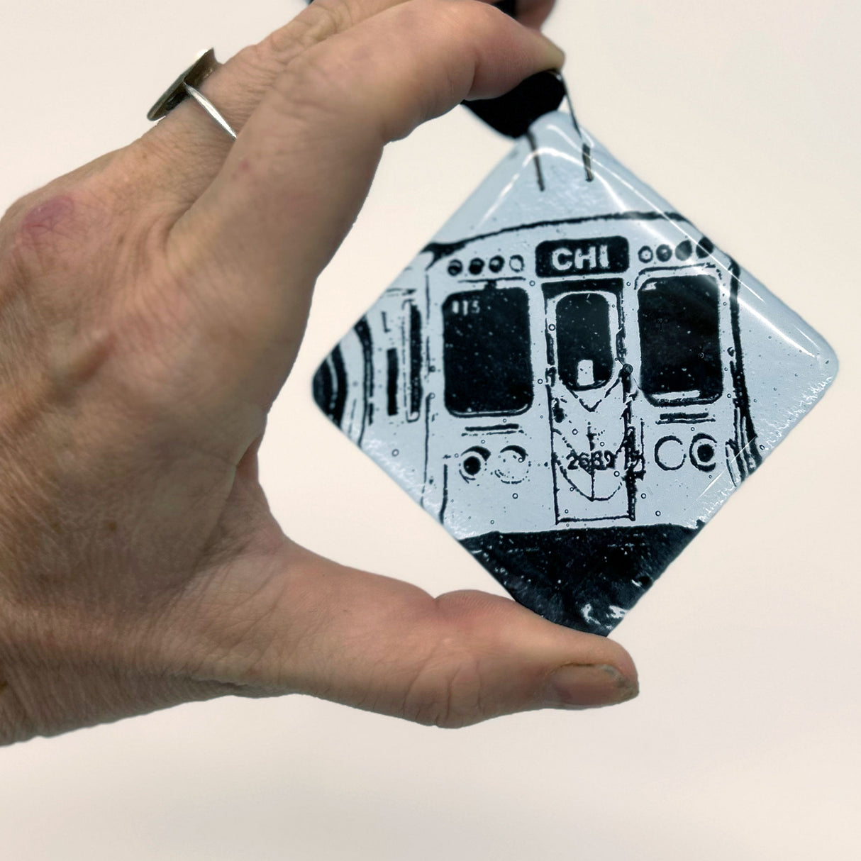 Chicago El Train Fused Glass 2.25" Ornament