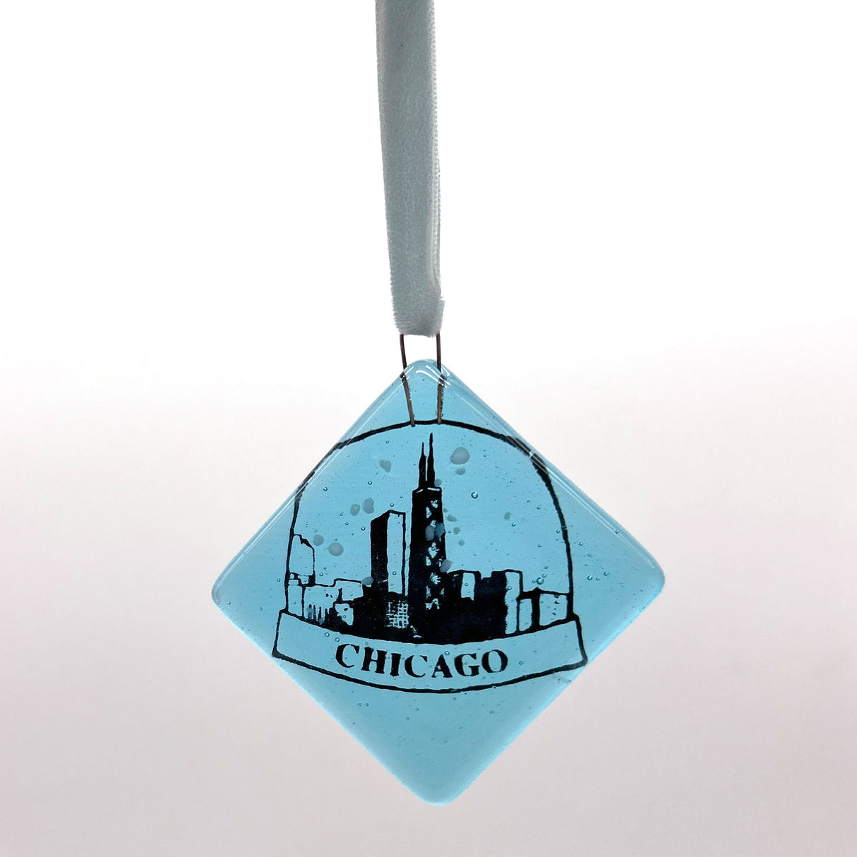Chicago Snowglobe Fused Glass 2.25" Ornament