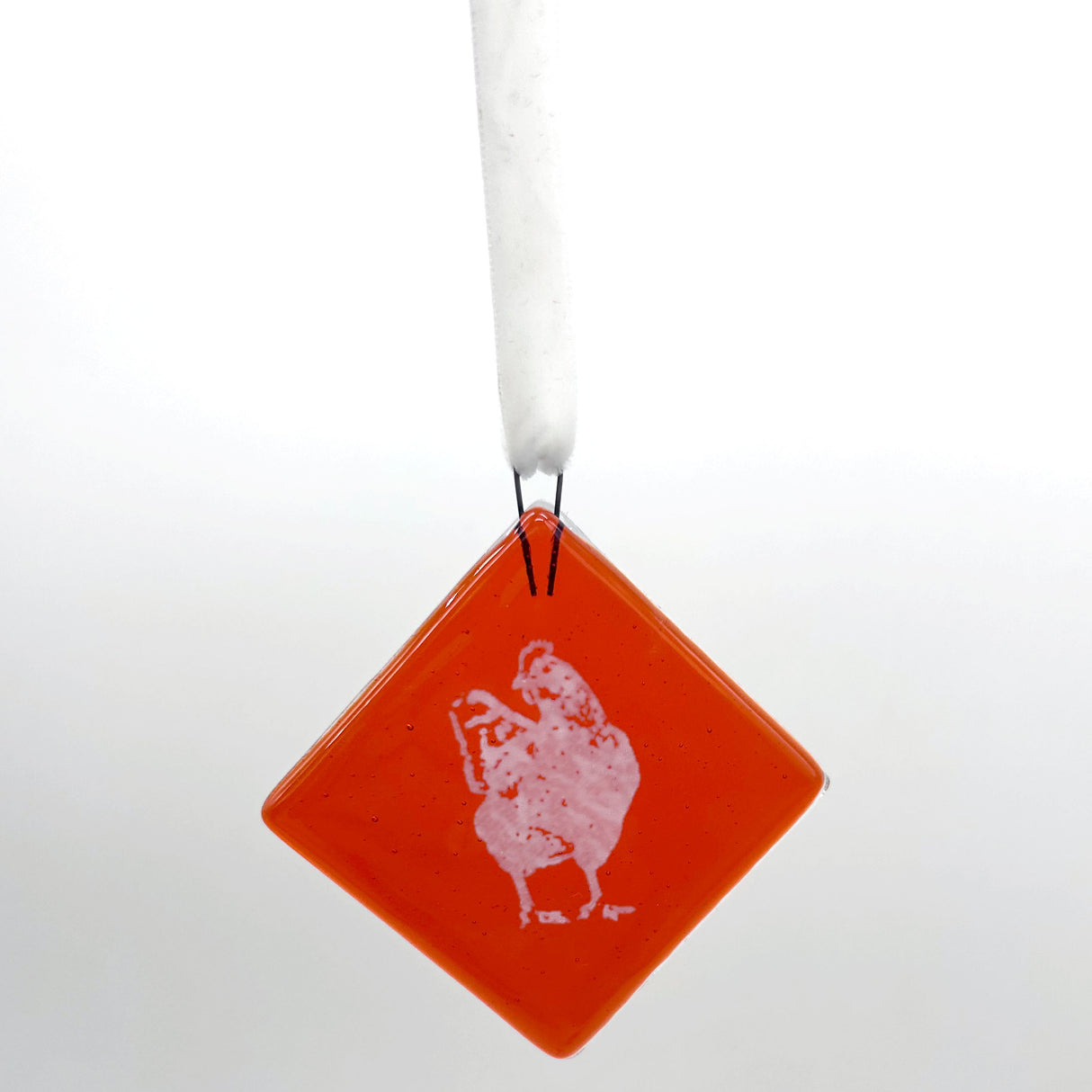 Backyard Chicken Handmade 2.25" Fused Glass Ornament