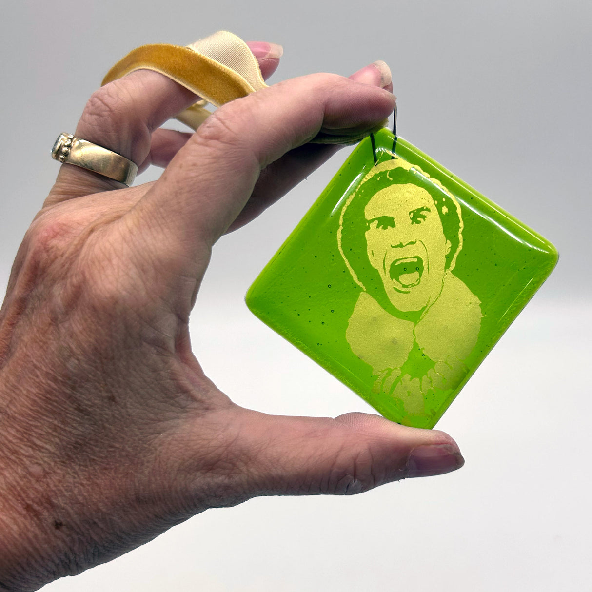 Elf Handmade 2.25" Fused Glass Ornament