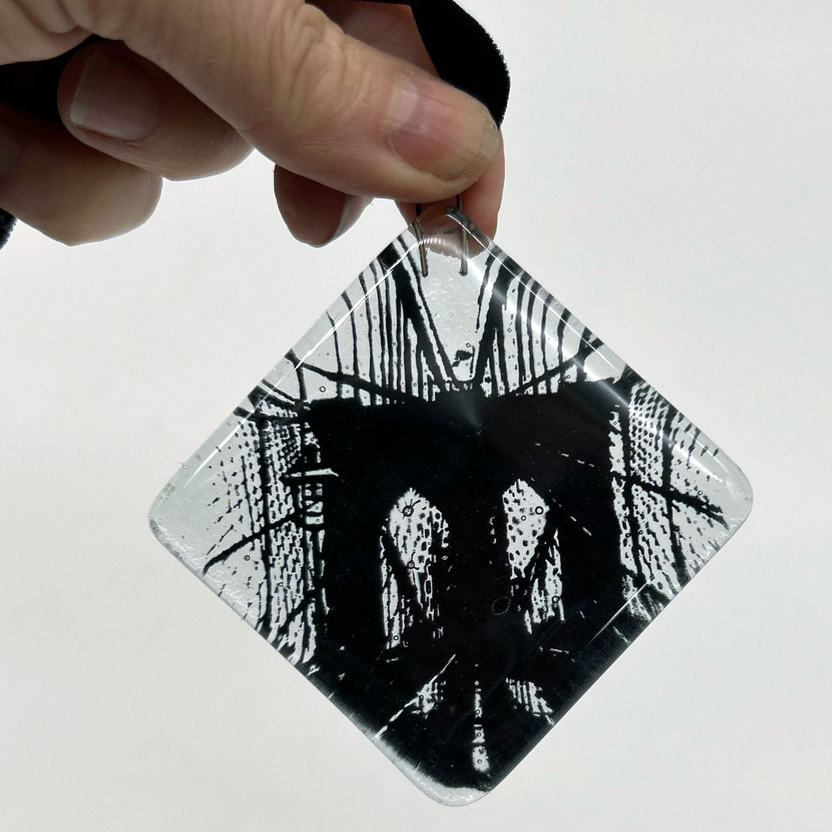 New York City Brooklyn Bridge Fused Glass 2.25" Ornament