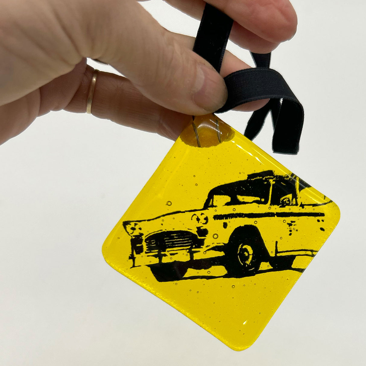 New York City Taxi Fused Glass 2.25" Ornament