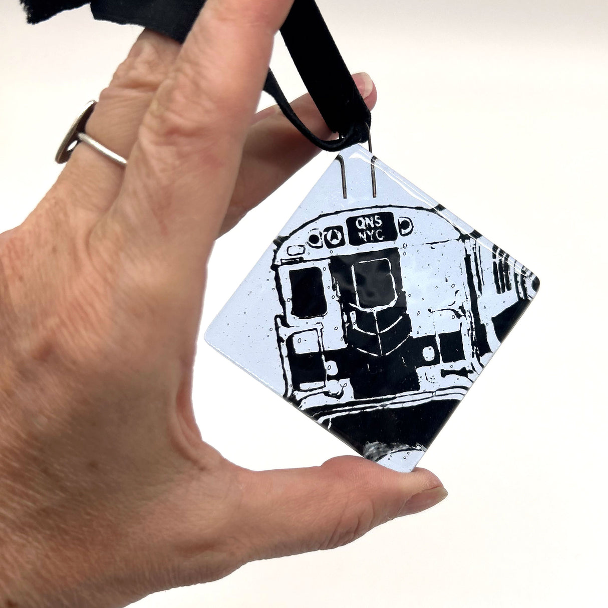 New York City Queens Subway Fused Glass 2.25" Ornament