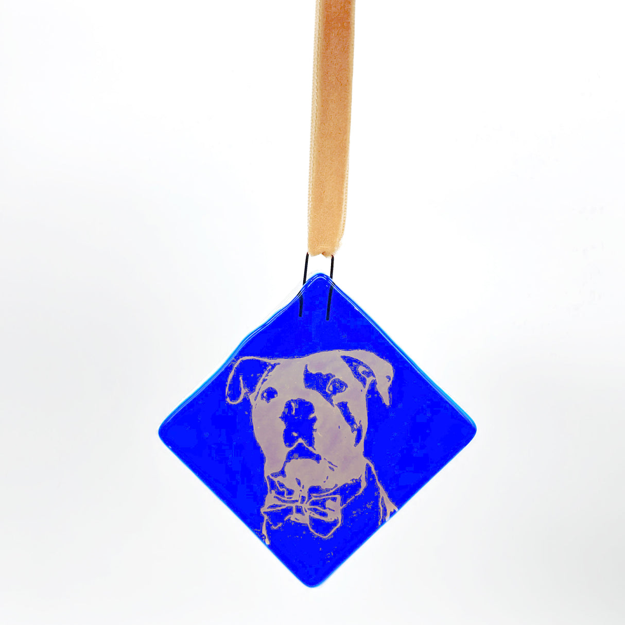 Bully Dog (Scout) Handmade 2.25" Fused Glass Ornament