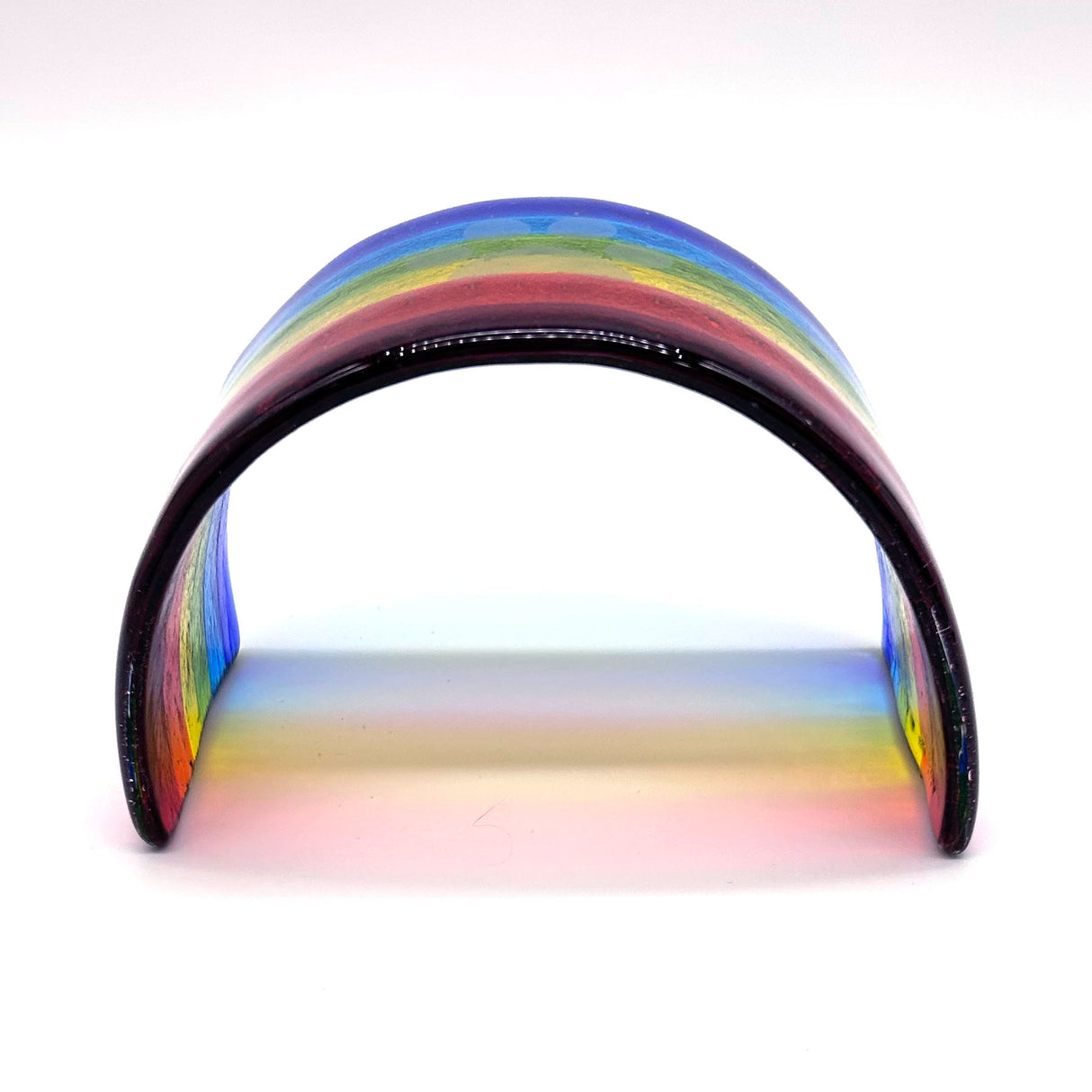 Pawprint Rainbow Fused Glass Bridge Pet Memorial - Medium