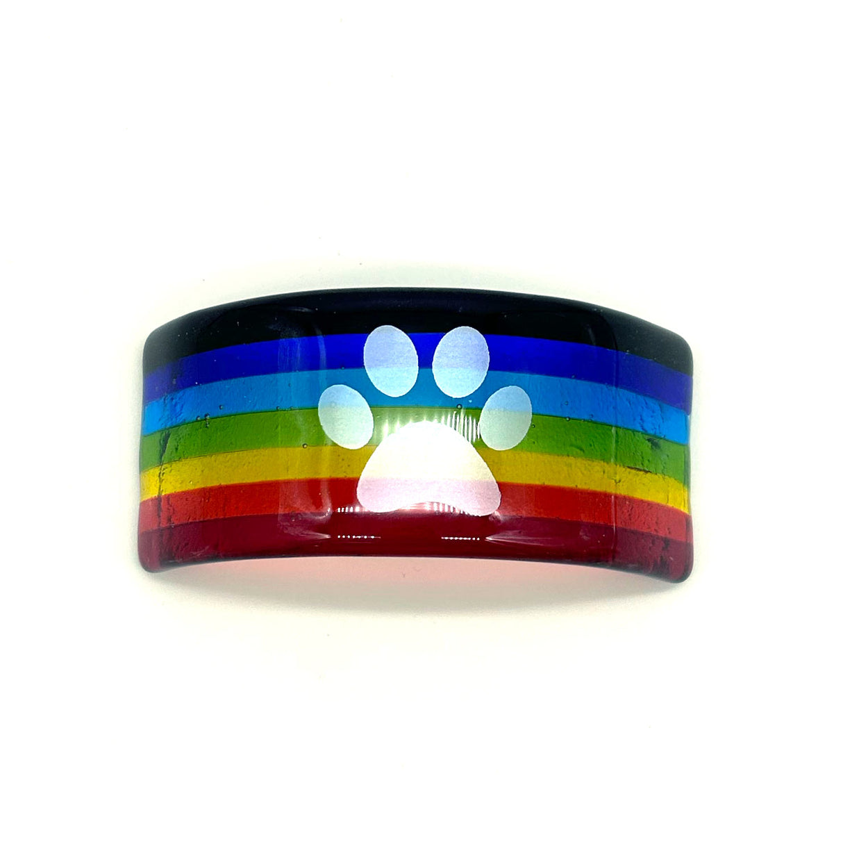 Pawprint Rainbow Fused Glass Bridge Pet Memorial - Mini