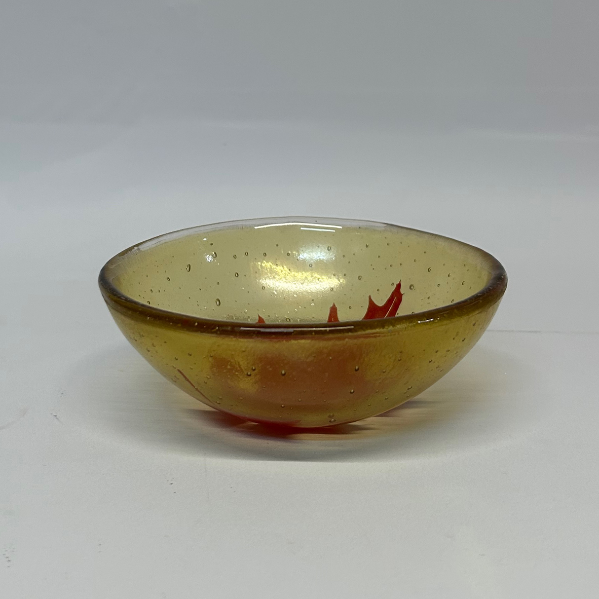 Oak Leaves Fused Glass 5" Small Bowl Discontinued RED