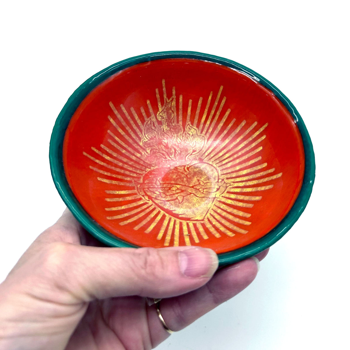 Sacred Heart Fused Glass 5" Small Bowl