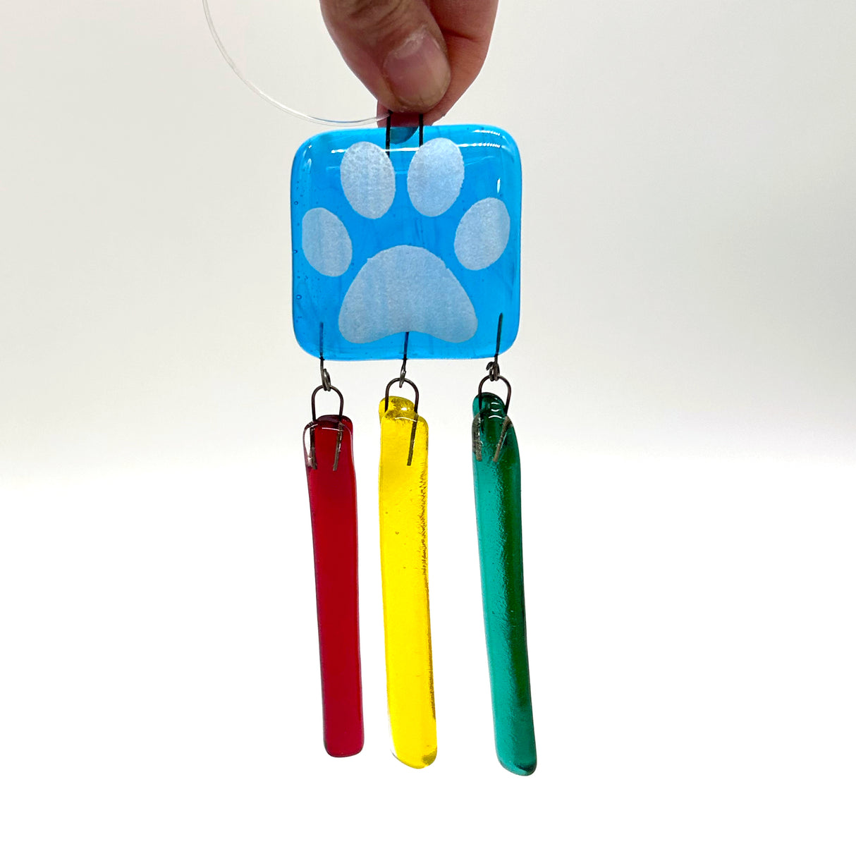 Pawprint Rainbow Fused Glass Sun Catcher