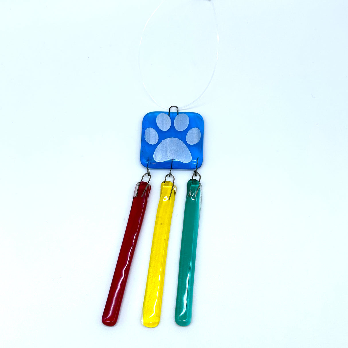 Pawprint Rainbow Fused Glass Sun Catcher