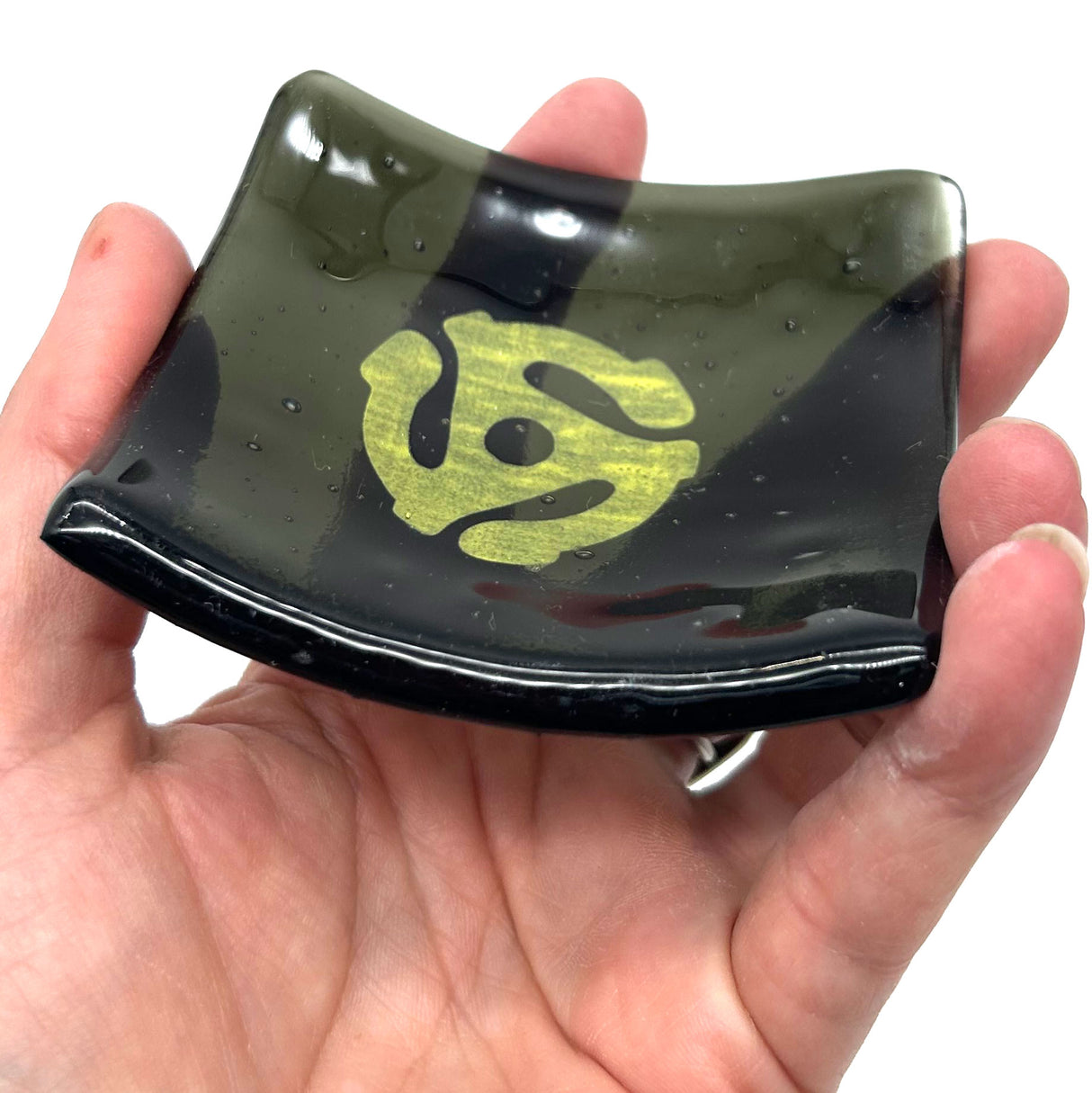 45 Record Adapter Handmade 2.75" Fused Glass Small Dish