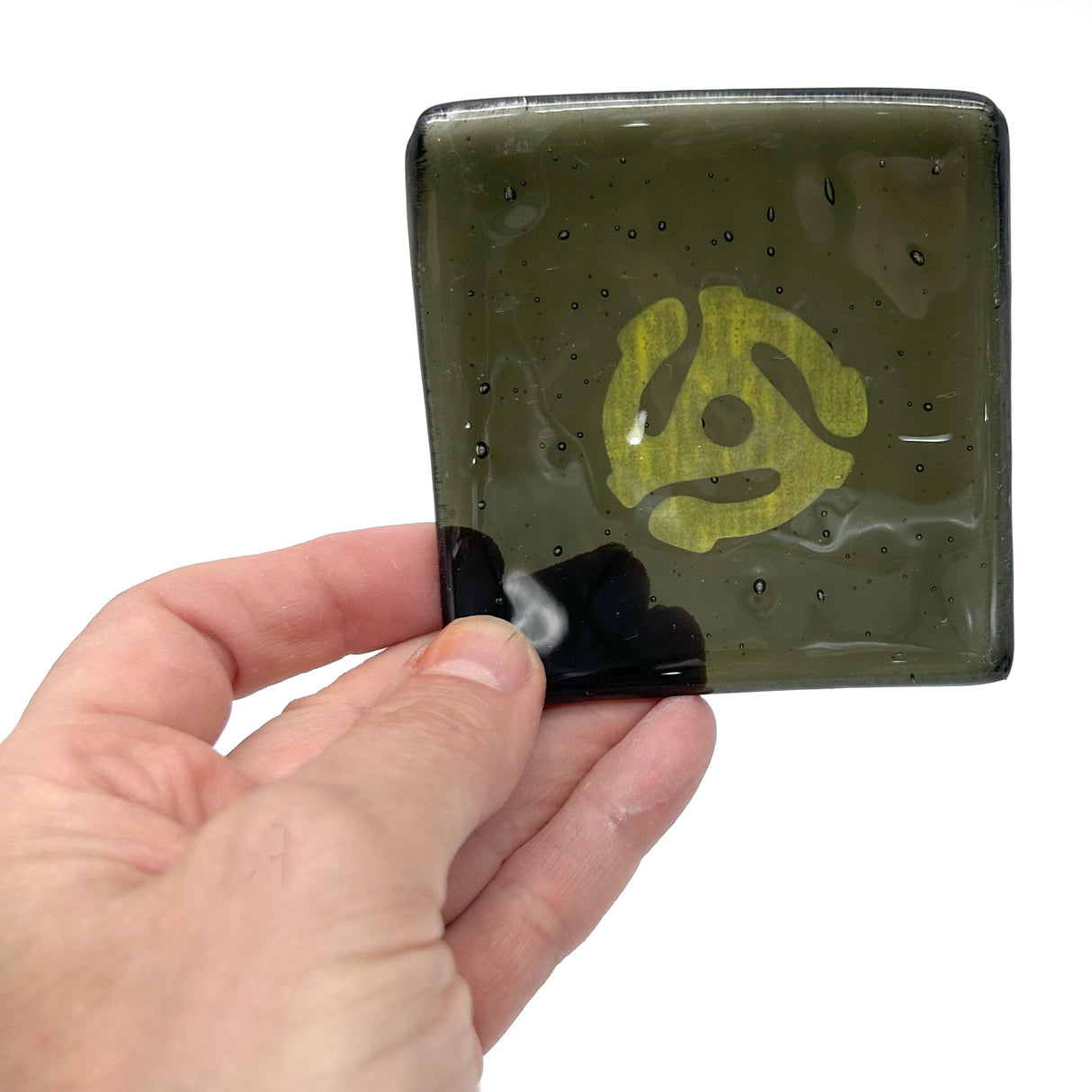 45 Record Adapter Handmade 2.75" Fused Glass Small Dish
