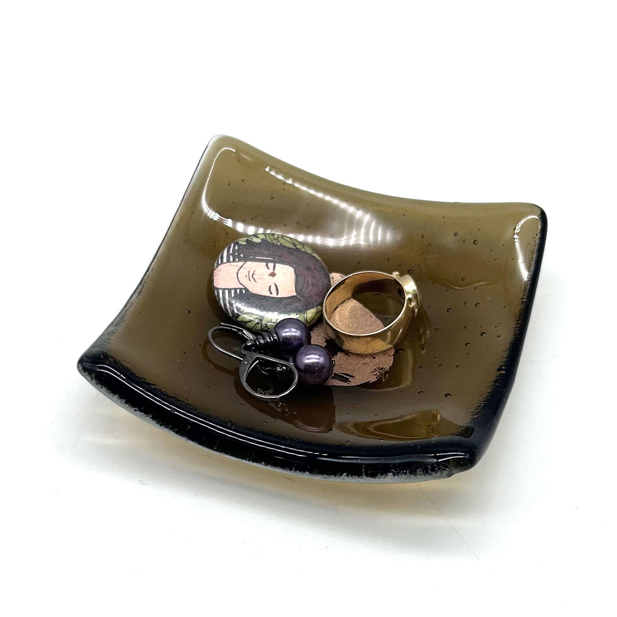 Acorn Handmade 2.75" Fused Glass Small Dish