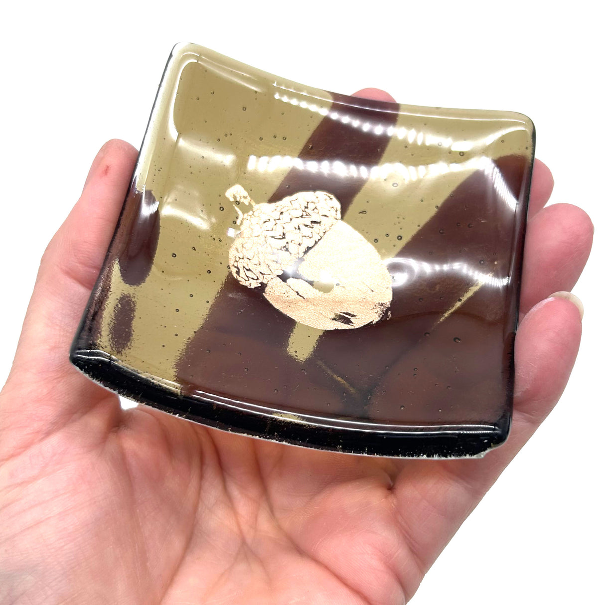 Acorn Handmade 2.75" Fused Glass Small Dish