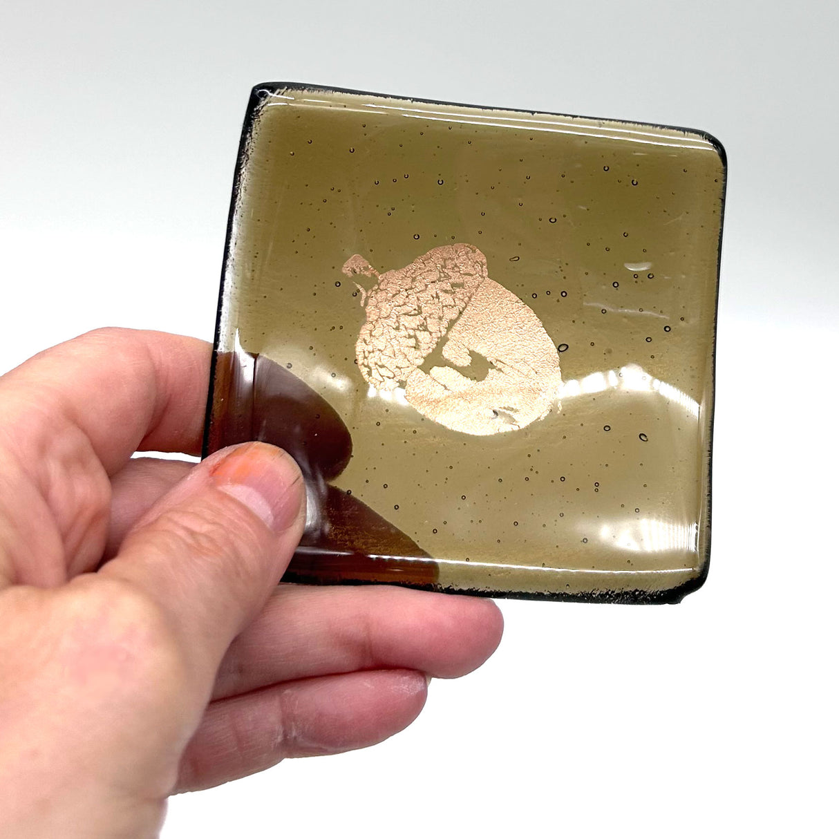 Acorn Handmade 2.75" Fused Glass Small Dish