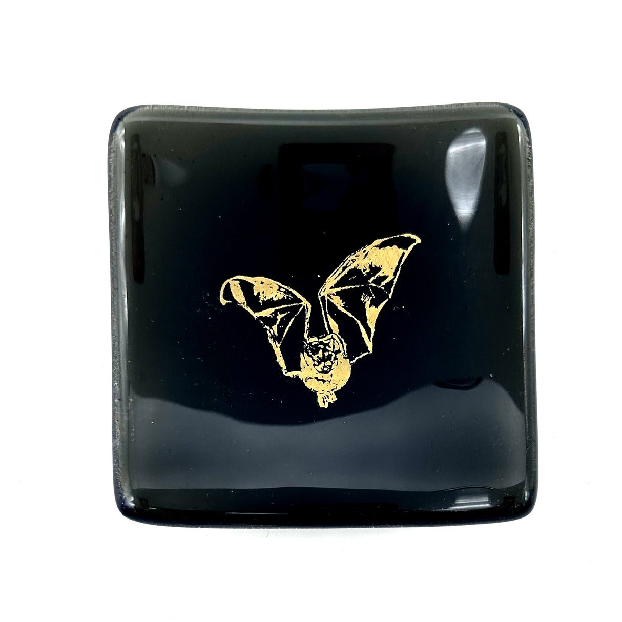 Bat Handmade 2.75" Fused Glass Small Dish