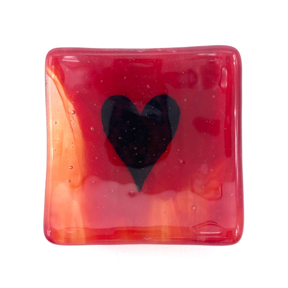 Black Heart Handmade 2.75" Fused Glass Small Dish