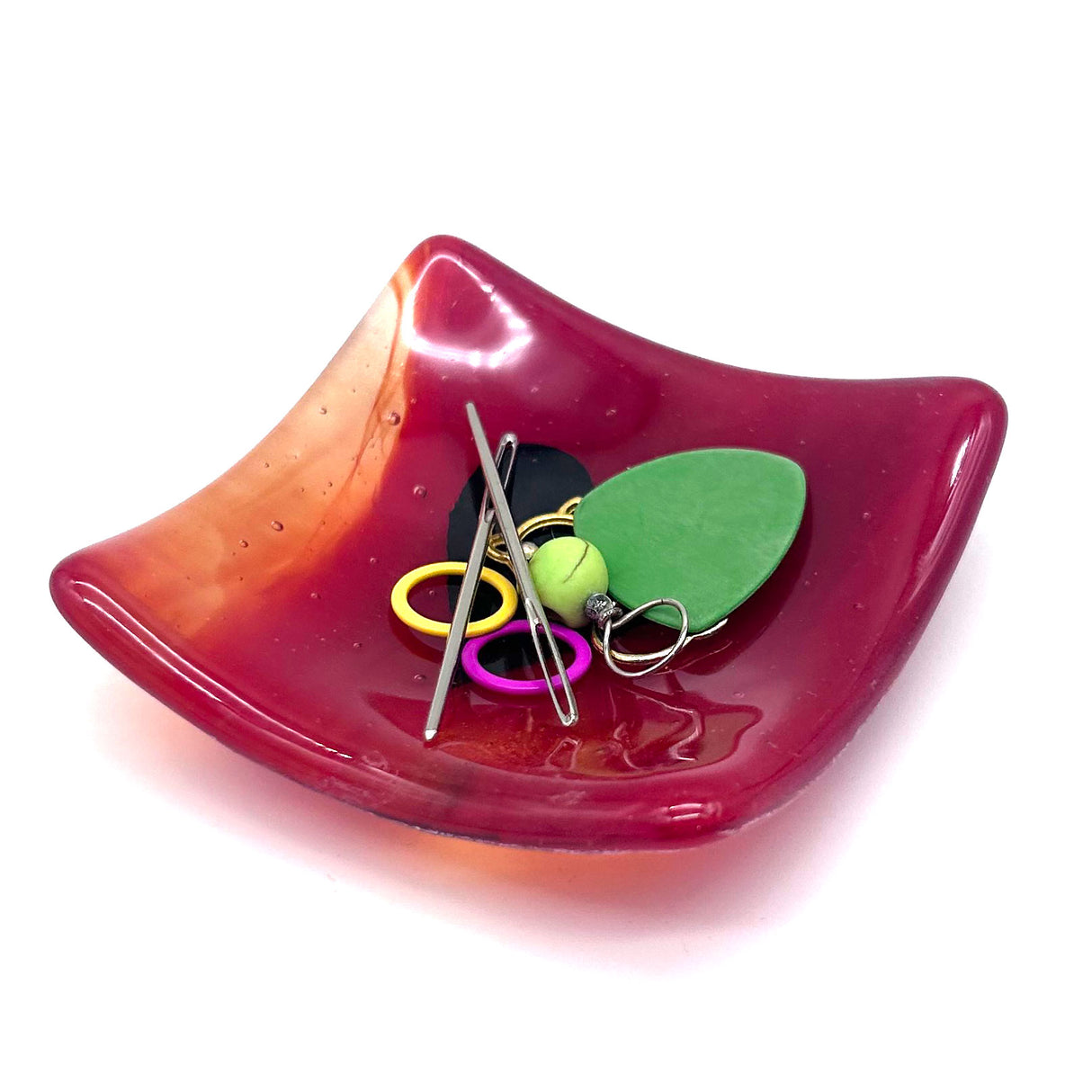 Black Heart Handmade 2.75" Fused Glass Small Dish