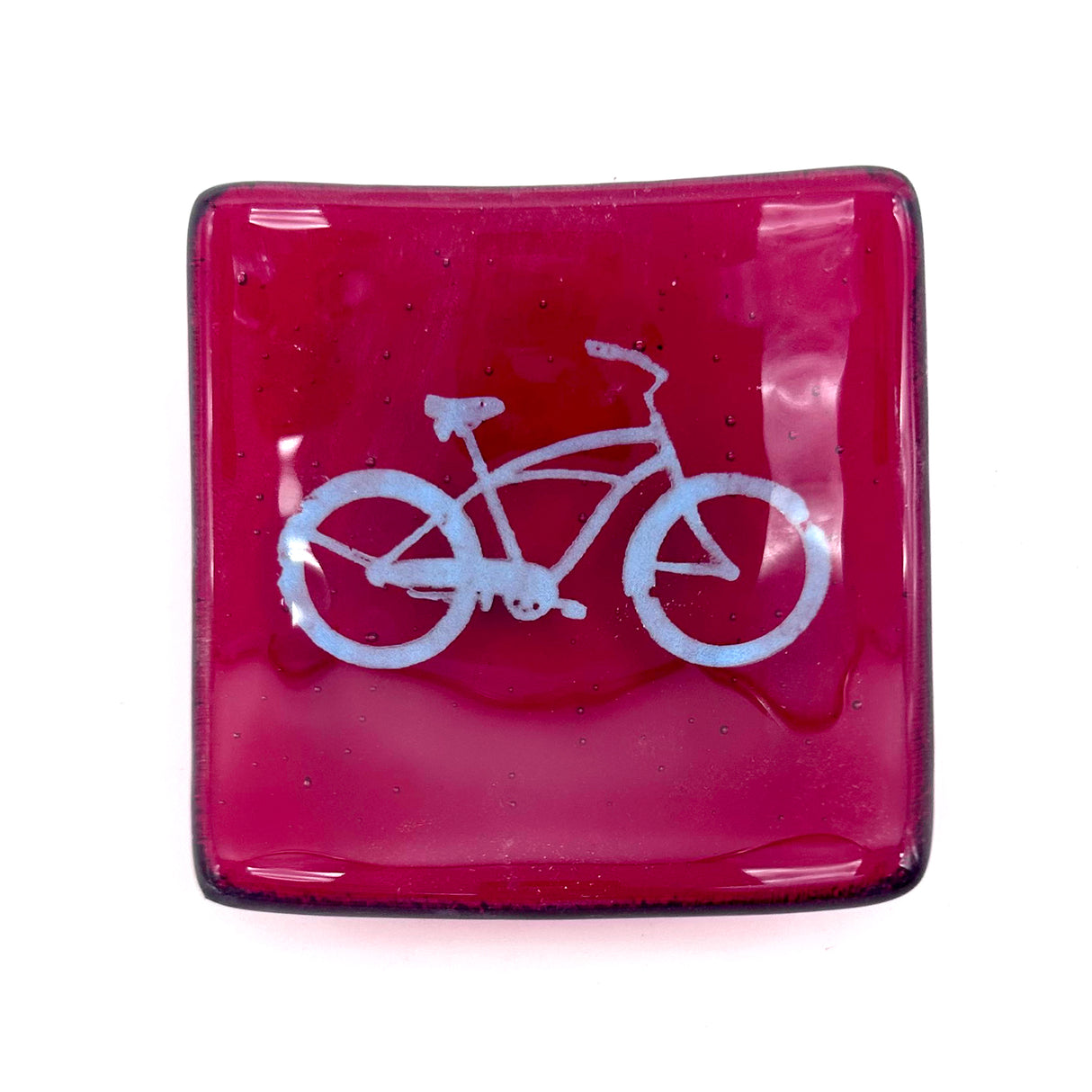 Bike Handmade 2.75" Fused Glass Small Dish